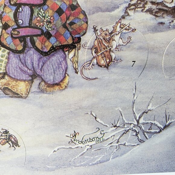 Vtg Caroling Holiday Christmas Teddy Bears J. Anderson Print Advent Calendar - Picture 2 of 6